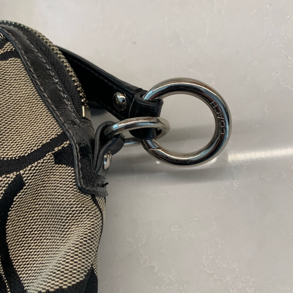 Coach Black Patent Leather White Logo Jacquard Bag - Picture 6 of 11